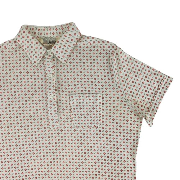 Vintage 70s Polo Shirt Women's Extra Large Sears S Logo Print Top - Picture 6 of 10